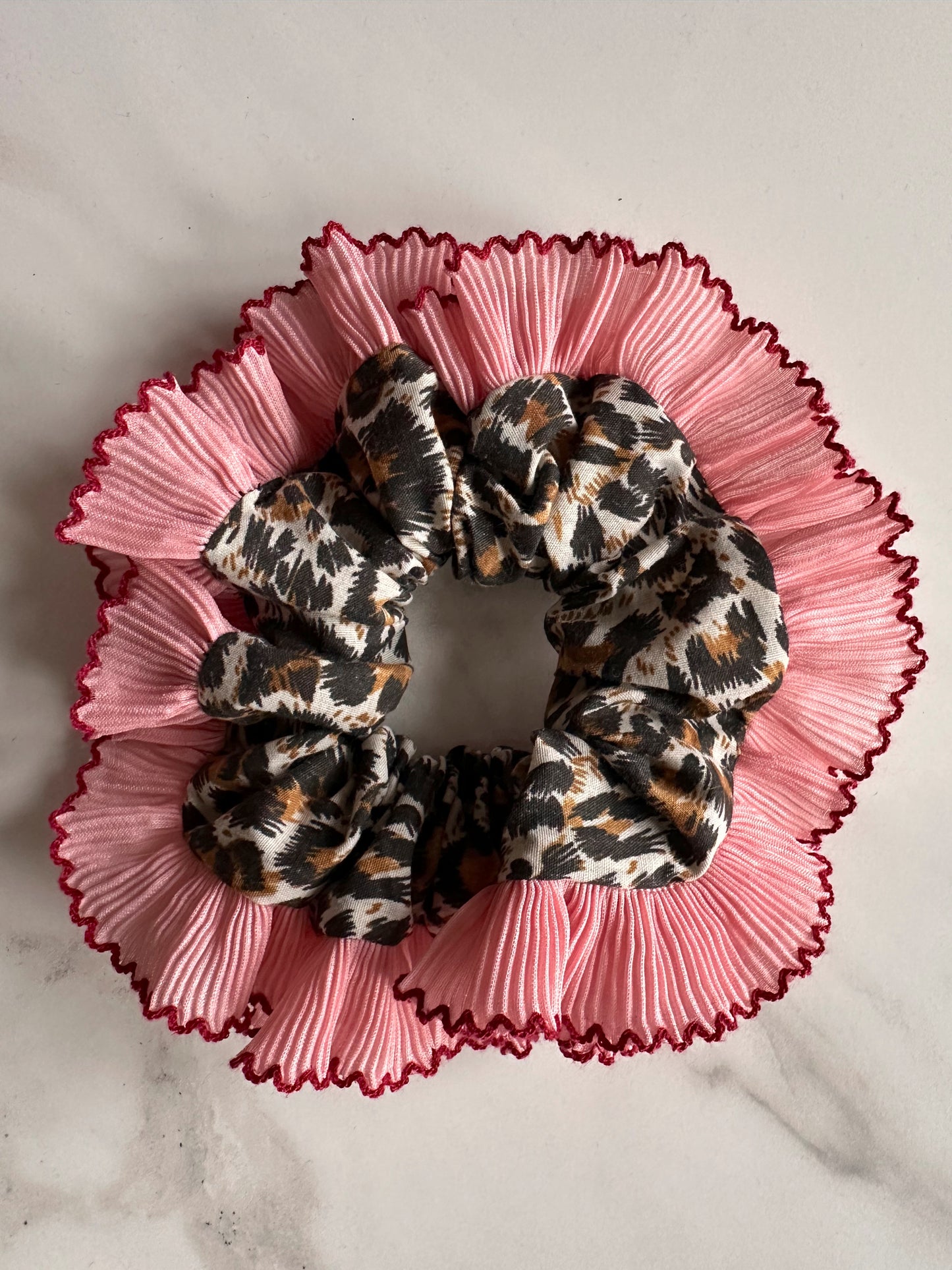 Oversized Leopard Print with Pink Frill Trim