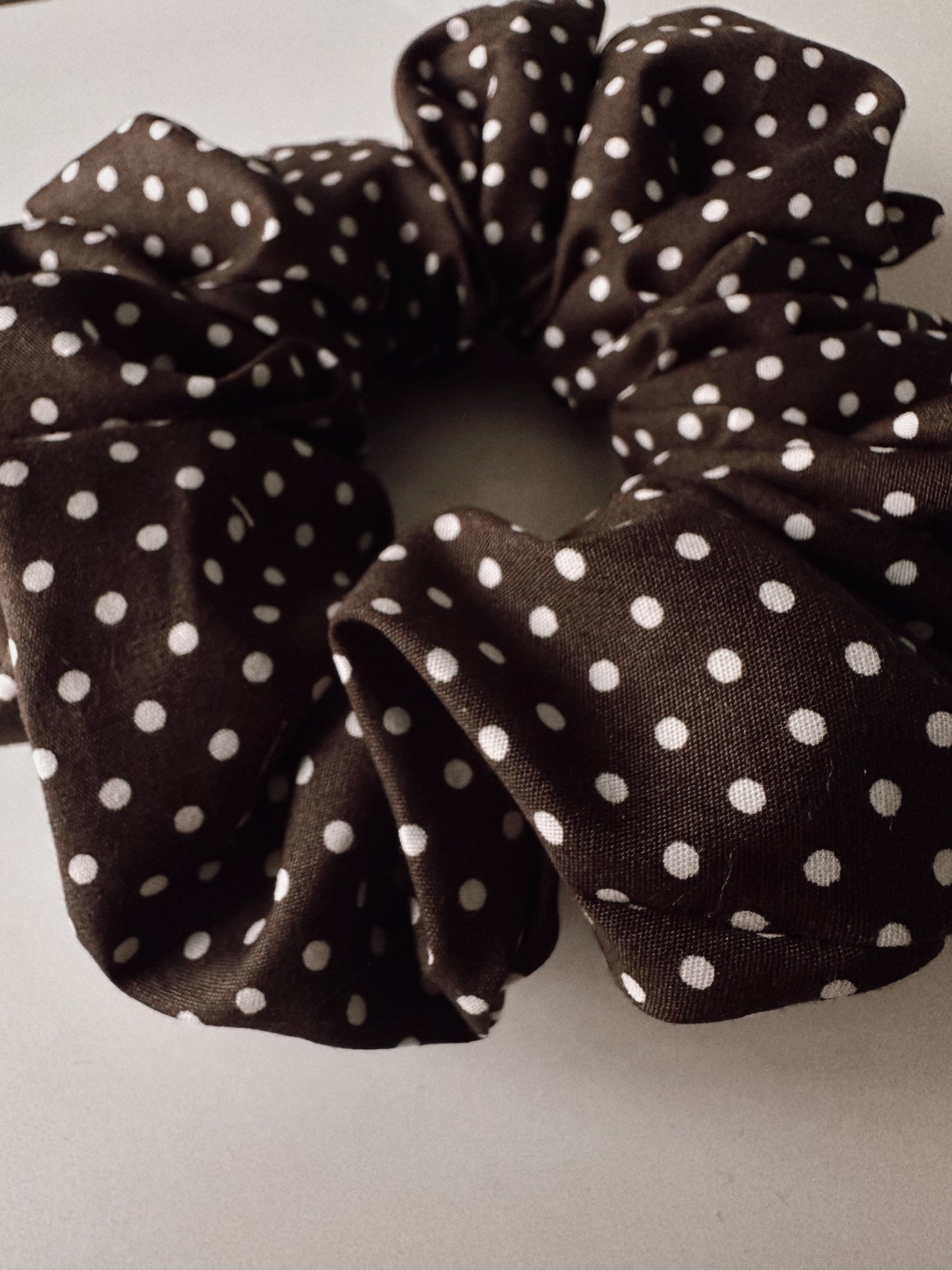 Dark Brown Polkadot Scrunchie