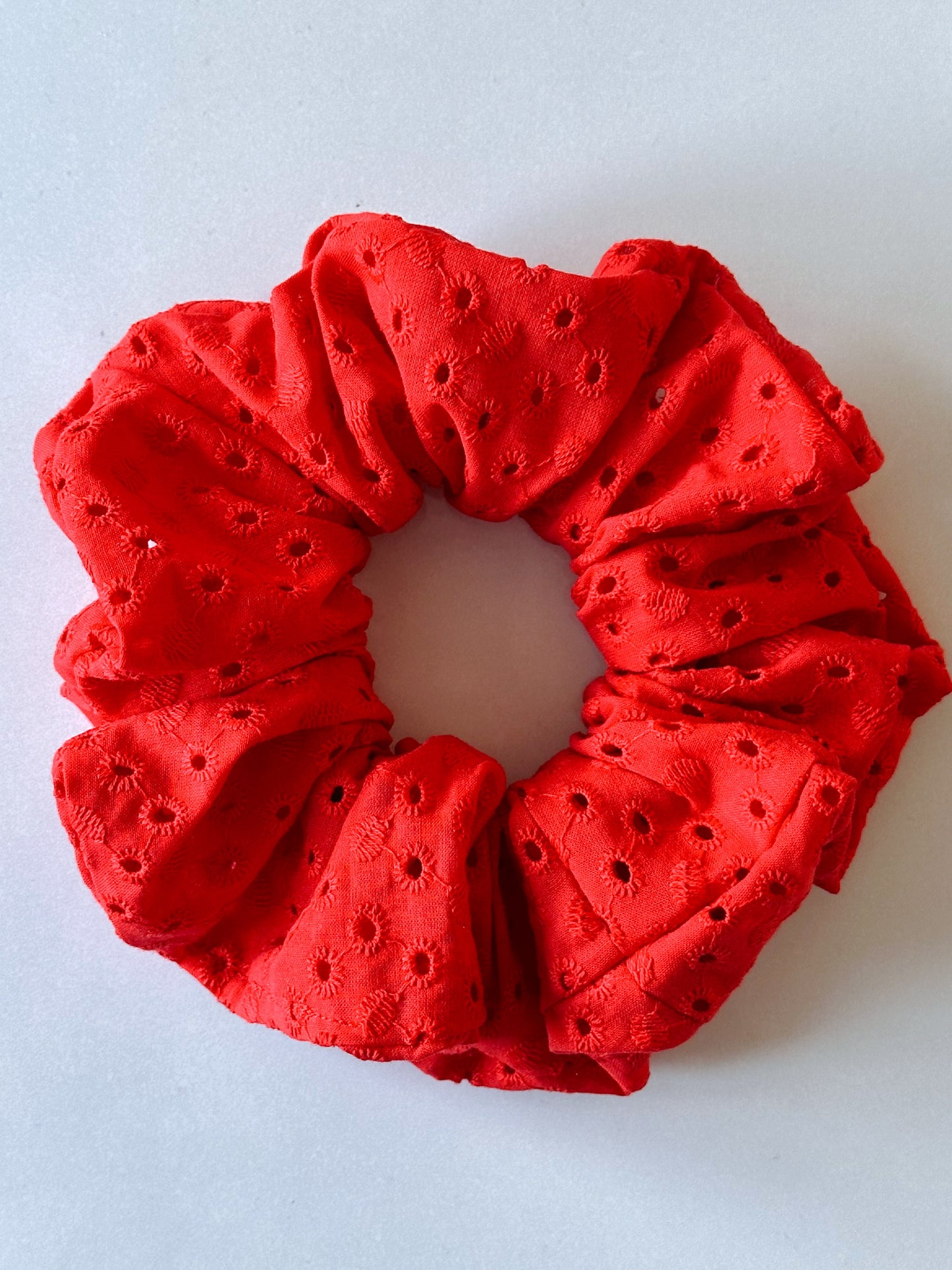 Handmade Red Embroidered Scrunchie
