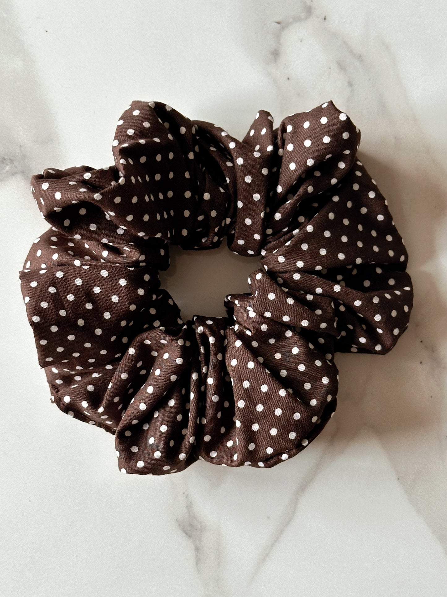 Baby Blue Polkadot & Brown Polkadot Scrunchie Duo