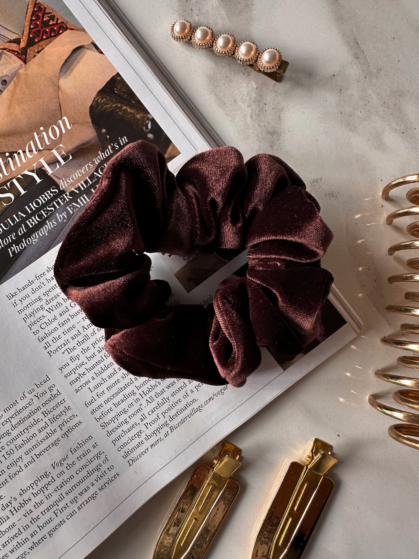 Oversized Brown Velvet Scrunchie