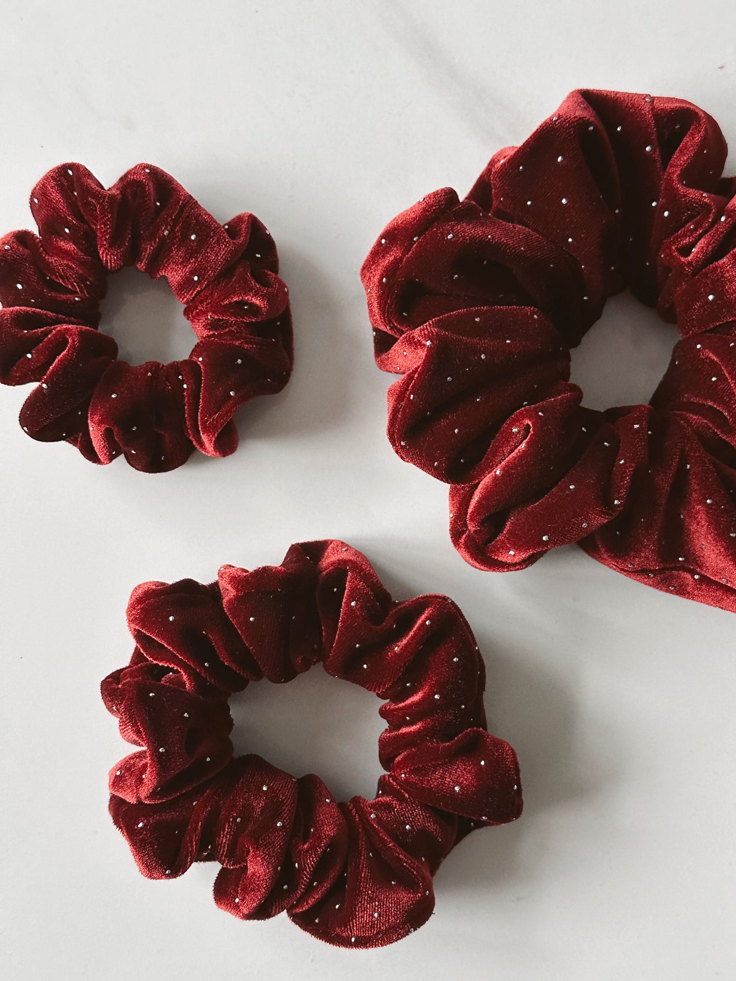 Burgundy and Silver Detail Velvet Scrunchie