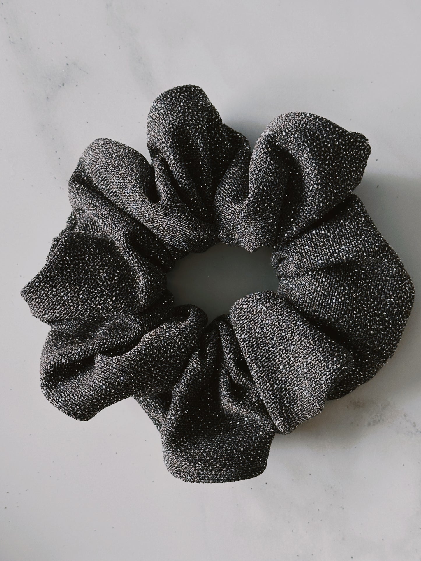 Oversized Grey Glitter Scrunchie